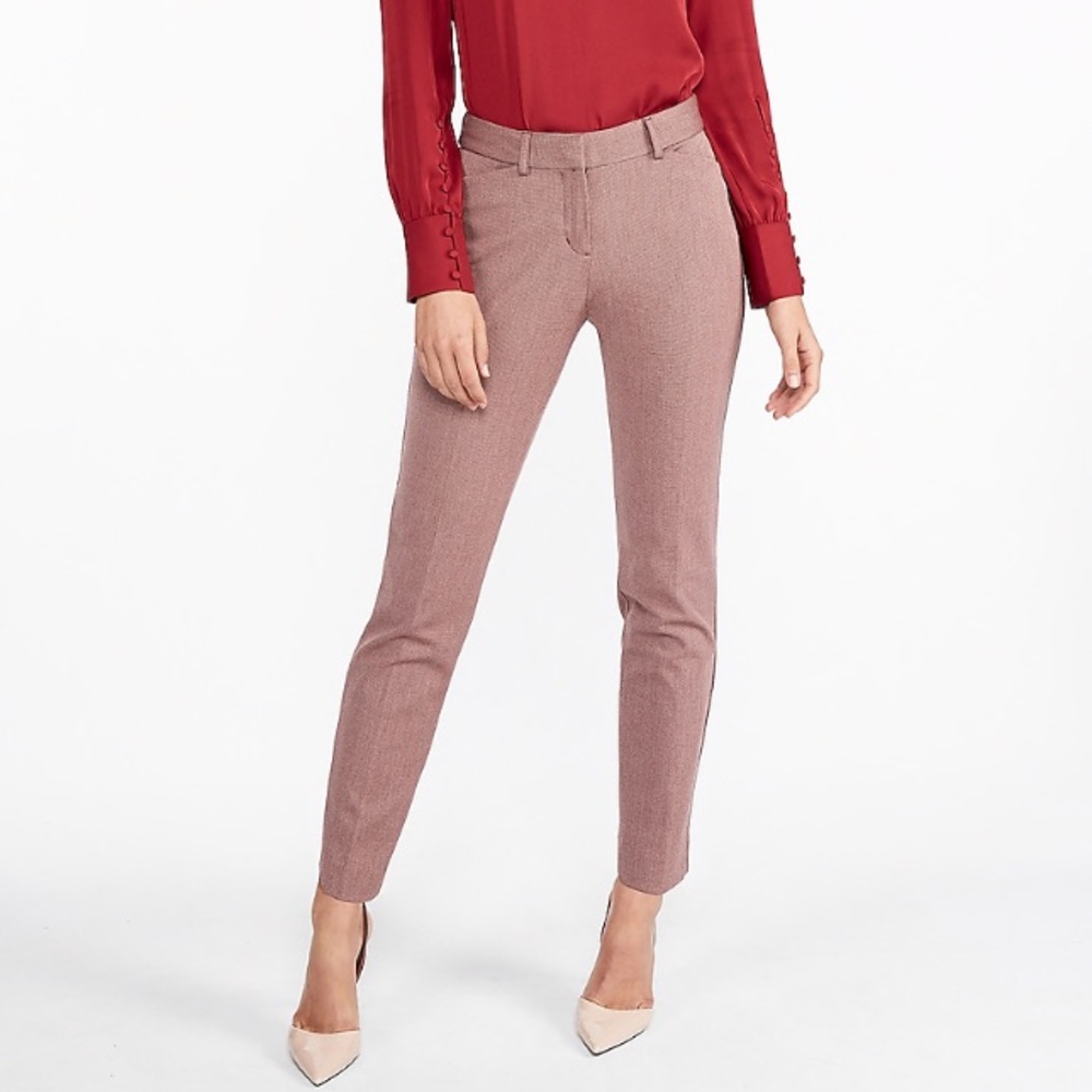 EXPRESS 🔥 Mid Rise Textured Curve Publicist Ankle Pant 6 L